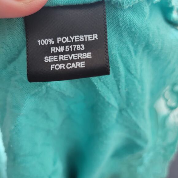 Maurices Size M Teal Crinkle Lace Trim V Neck Top Y2K Feminine Boho - Picture 8 of 9